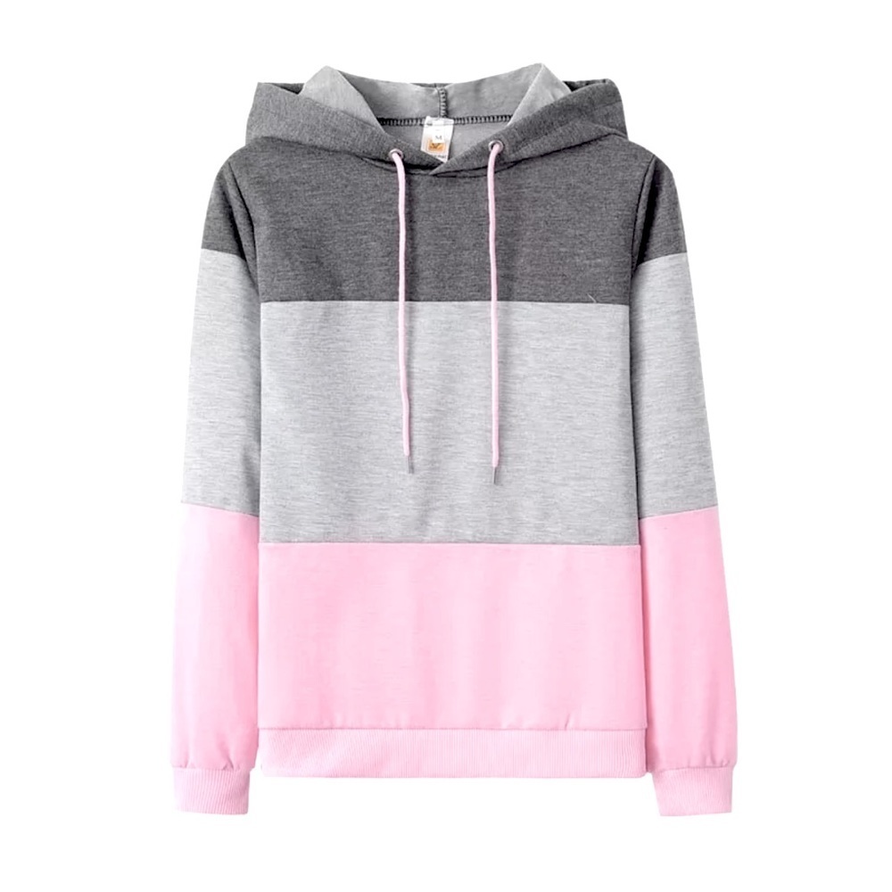 Sweatshirt Hoodie Tri Toned Colorblock *pink is more subtle baby pink*